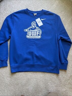 Nike Men’s Royal Blue Crewneck Sweatshirt with White UWF Argonauts Logo